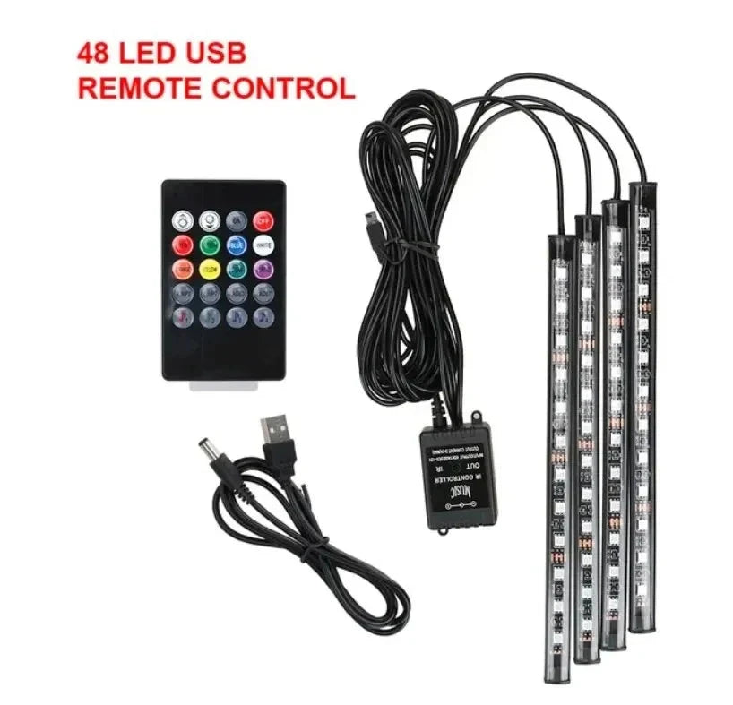 Universal RGB LED Car Interior Lights - 8-Color Ambient Strip Lamps with Music Control Econic Blanks